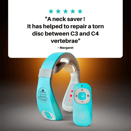 okBelle Bliss Neck Massager with remote, praised by user for relieving neck pain.